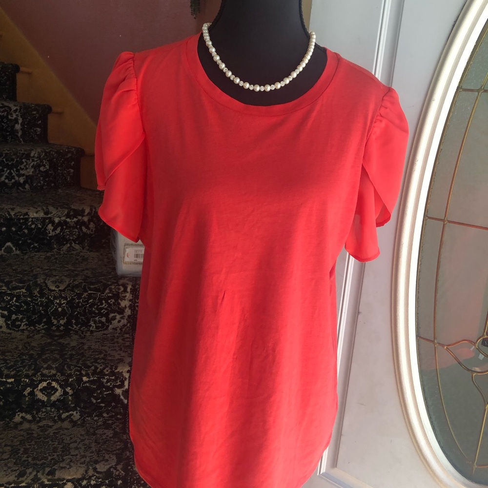 Michael Kors Red Puff Sleeve Crewneck Tee